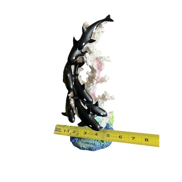 Vintage Seaworld Family Of Orca Whales Shamu On‎ White Coral 10" Ceramic Statue - Picture 16 of 16